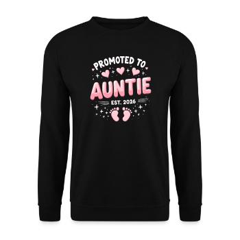 Aunt 2026 Aunt 2026 Promoted to Aunt 2026 - Unisex Sweatshirt - black - Front - Alina (178cm) & Michal (187cm)