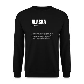 Alaska Wildnis Schriftzug - Unisex Pullover - Schwarz - Vorne - Alina (178cm) & Michal (187cm)