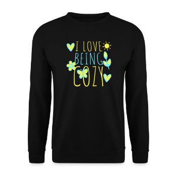 I Love Being Cozy Gemütlichkeit Zuhause Entspannt - Unisex Sweatshirt - black - Front - Alina (178cm) & Michal (187cm)