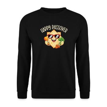 Happy Passover Jewish Holiday Pesach Celebration - Unisex Sweatshirt - black - Front - Alina (178cm) & Michal (187cm)