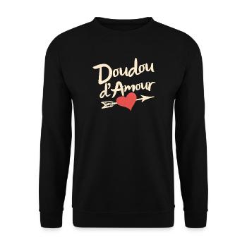 Valentinstags-Liebesplüschtier, süßer Romantiker - Unisex Pullover - Schwarz - Vorne - Alina (178cm) & Michal (187cm)