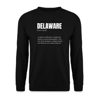 Delaware Neon Typografie - Unisex Pullover - Schwarz - Vorne - Alina (178cm) & Michal (187cm)