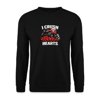 Am Valentinstag zerquetsche ich Herzen Axolotl-Monster - Unisex Pullover - Schwarz - Vorne - Alina (178cm) & Michal (187cm)