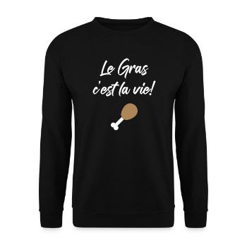 Le Gras C'est La Vie ! Design Karadoc Kaamelot - Sweat-shirt Unisexe - noir - Devant - Alina (178cm) & Michal (187cm)