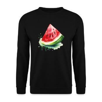Wassermelone Aquarell Splash - Unisex Pullover - Schwarz - Vorne - Alina (178cm) & Michal (187cm)