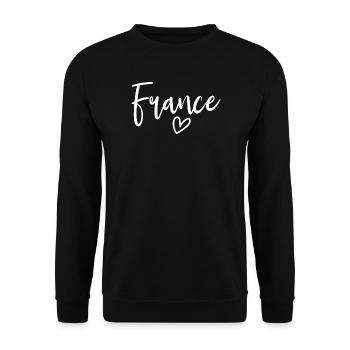 Frankreich Herz Frauenliebe Frankreich - Unisex Pullover - Schwarz - Vorne - Alina (178cm) & Michal (187cm)