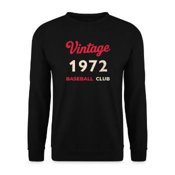 Vintage 1972 – Baseball Club Retro Geburtsjahr - Unisex Pullover - Schwarz - Vorne - Alina (178cm) & Michal (187cm)