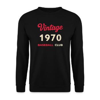 Vintage 1970 – Baseball Club Retro Geburtsjahr - Unisex Pullover - Schwarz - Vorne - Alina (178cm) & Michal (187cm)