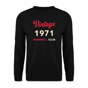 Vintage 1971 – Année de naissance rétro du Baseball Club - Sweat-shirt Unisexe - noir - Devant - Alina (178cm) & Michal (187cm)