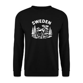 Sweden Elch – Skandinavisches Outdoor Design - Unisex Pullover - Schwarz - Vorne - Alina (178cm) & Michal (187cm)