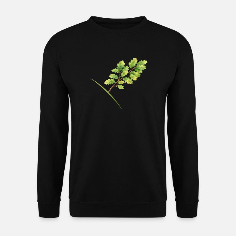 Blätterzweig Eiche - Aquarell - Unisex Pullover - Schwarz