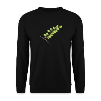 Blätterzweig Buche - Aquarell - Unisex Pullover - Schwarz - Vorne - Alina (178cm) & Michal (187cm)