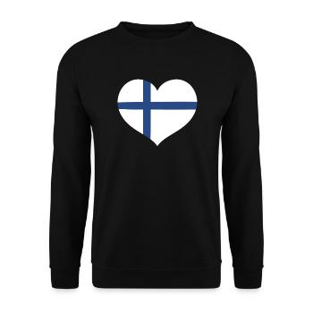 Cœur du drapeau finlandais - Sweat-shirt Unisexe - noir - Devant - Alina (178cm) & Michal (187cm)