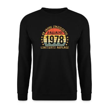 48. Geburtstag Mann Frau 48 Jahre 1978 Deko Lustig - Unisex Pullover - Schwarz - Vorne - Alina (178cm) & Michal (187cm)