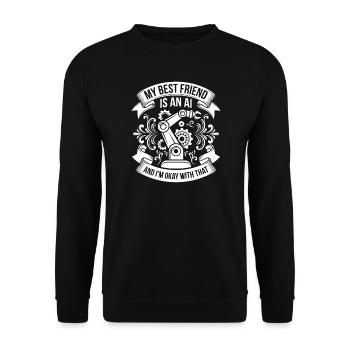 My Best Friend Is AI - Unisex Pullover - Schwarz - Vorne - Alina (178cm) & Michal (187cm)