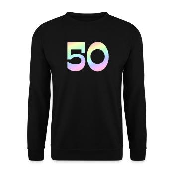 50, Gradient Pastel, Number Motif - Unisex Sweatshirt - black - Front - Alina (178cm) & Michal (187cm)