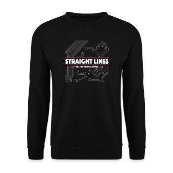 Gerade Linien statt Kurven - Unisex Pullover - Schwarz - Vorne - Alina (178cm) & Michal (187cm)