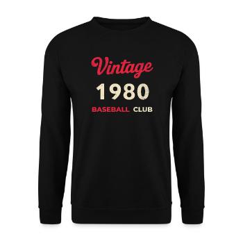 Vintage 1980 – Baseball Club Retro Birth Year - Unisex Sweatshirt - black - Front - Alina (178cm) & Michal (187cm)