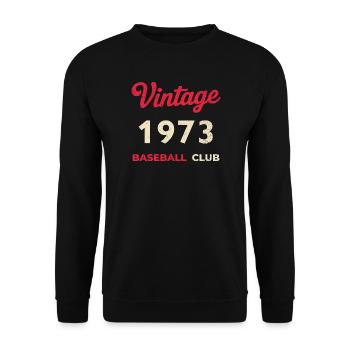 Millésime 1973 – Année de naissance rétro du club de baseball - Sweat-shirt Unisexe - noir - Devant - Alina (178cm) & Michal (187cm)
