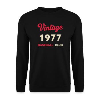 Millésime 1977 – Année de naissance rétro du club de baseball - Sweat-shirt Unisexe - noir - Devant - Alina (178cm) & Michal (187cm)