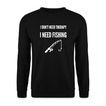 I Need Fishing – Angeln Humor - Unisex Pullover - Schwarz - Vorne - Alina (178cm) & Michal (187cm)
