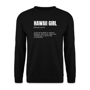 Hawaii Girl Typo-Design - Unisex Pullover - Schwarz - Vorne - Alina (178cm) & Michal (187cm)