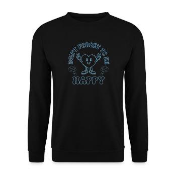 Don’t Forget to Be Happy – Vintage Herz Design - Unisex Pullover - Schwarz - Vorne - Alina (178cm) & Michal (187cm)