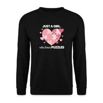 Juste une fille qui adore les énigmes - Sweat-shirt Unisexe - noir - Devant - Alina (178cm) & Michal (187cm)