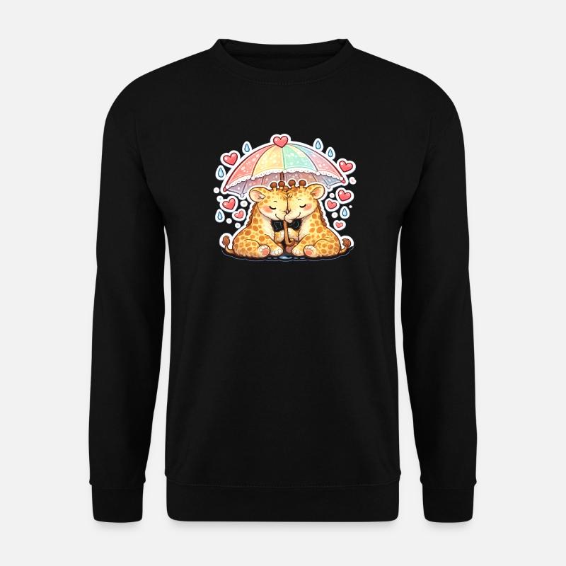 rainbow paw hug giraffe couple - Unisex Sweatshirt - black