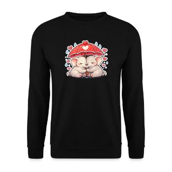 Cuddly Elephants Rain Love - Unisex Sweatshirt - black - Front - Alina (178cm) & Michal (187cm)