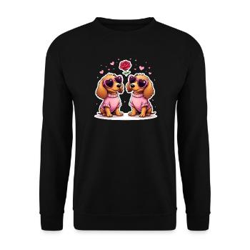 Dackel Dachshund Tekel - Unisex Pullover - Schwarz - Vorne - Alina (178cm) & Michal (187cm)