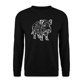 Wildschwein - Unisex Pullover - Schwarz - Vorne - Alina (178cm) & Michal (187cm)