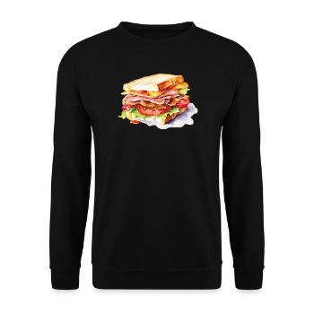  Sandwich Illustration - Unisex Pullover - Schwarz - Vorne - Alina (178cm) & Michal (187cm)