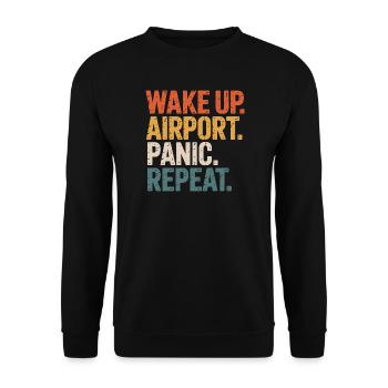 Réveille-toi à l’aéroport Panique Retour au voyage - Sweat-shirt Unisexe - noir - Devant - Alina (178cm) & Michal (187cm)