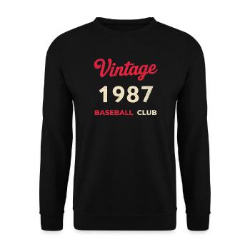 Vintage 1987 – Baseball Club Retro Geburtsjahr - Unisex Pullover - Schwarz - Vorne - Alina (178cm) & Michal (187cm)