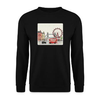 Scène de la ville londonienne dessin animé Big Ben - Sweat-shirt Unisexe - noir - Devant - Alina (178cm) & Michal (187cm)