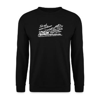 Ich und meine Follower - Wohnmobil - Stau - Unisex Pullover - Schwarz - Vorne - Alina (178cm) & Michal (187cm)