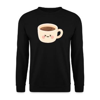 Kaffee Kuschelmug Schlafmütze Kawaii - Unisex Pullover - Schwarz - Vorne - Alina (178cm) & Michal (187cm)