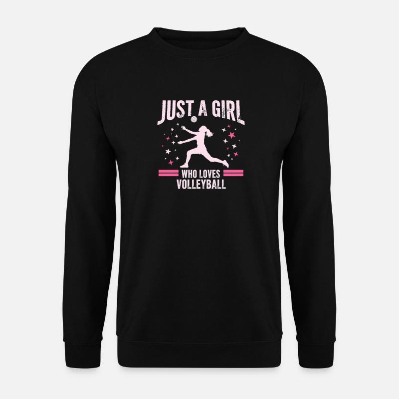 Mädchen liebt Volleyball Zitat - Unisex Pullover - Schwarz