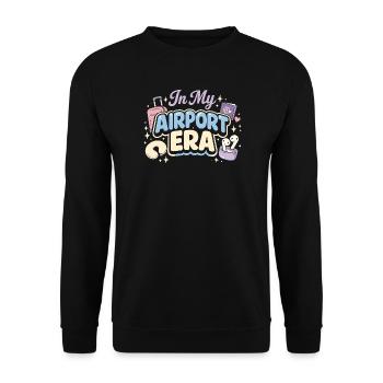 Anxiété liée au voyage, humour à l’aéroport, chaos à l’aéroport, c’est - Sweat-shirt Unisexe - noir - Devant - Alina (178cm) & Michal (187cm)