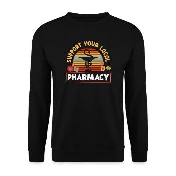 Soutien rétro pour votre pharmacie locale - Sweat-shirt Unisexe - noir - Devant - Alina (178cm) & Michal (187cm)