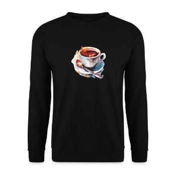 Watercolor Coffee Mug Watercolor - Unisex Sweatshirt - black - Front - Alina (178cm) & Michal (187cm)