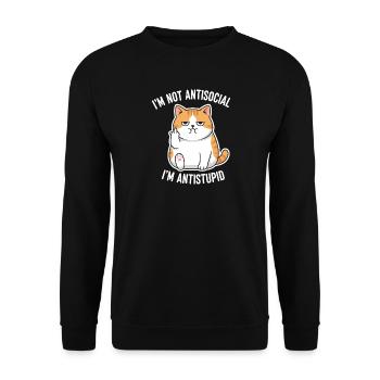 Grumpy Attitude Cat Antistupid - Sweat-shirt Unisexe - noir - Devant - Alina (178cm) & Michal (187cm)