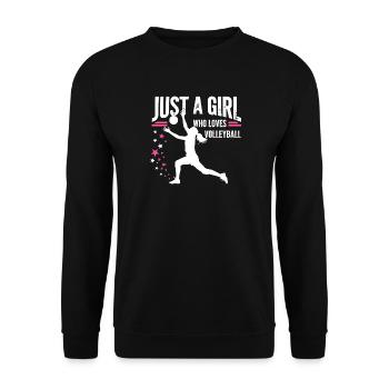 Citation d’une fille adore le volley-ball - Sweat-shirt Unisexe - noir - Devant - Alina (178cm) & Michal (187cm)