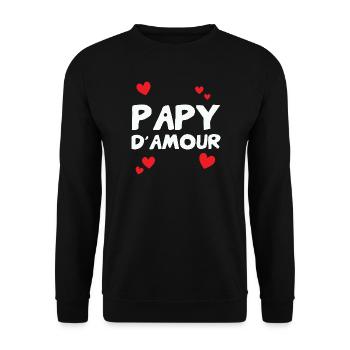 Papy d’amour – famille tendresse humour cadeau - Sweat-shirt Unisexe - noir - Devant - Alina (178cm) & Michal (187cm)