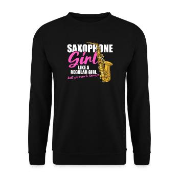 Saxophone girl Saxophone player - Unisex Sweatshirt - black - Front - Alina (178cm) & Michal (187cm)
