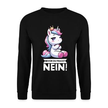 Avant que vous ne demandiez, pas de licorne licornes fan de licorne - Sweat-shirt Unisexe - noir - Devant - Alina (178cm) & Michal (187cm)