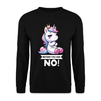 Avant que vous ne demandiez, pas de licorne licorne fan de licorne - Sweat-shirt Unisexe - noir - Devant - Alina (178cm) & Michal (187cm)