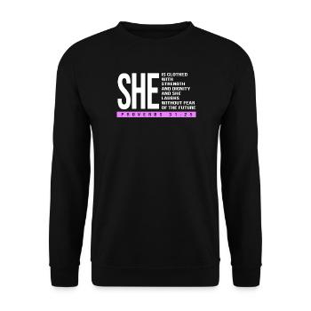 Chapter 31 Bible Proverb Jesus Christ Bible Verse - Unisex Sweatshirt - black - Front - Alina (178cm) & Michal (187cm)