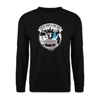 Never Trust a Free Ride – Urban Legend Art - Unisex Pullover - Schwarz - Vorne - Alina (178cm) & Michal (187cm)
